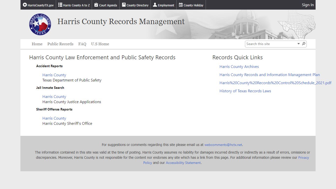 Harris County Law Enforcement Records