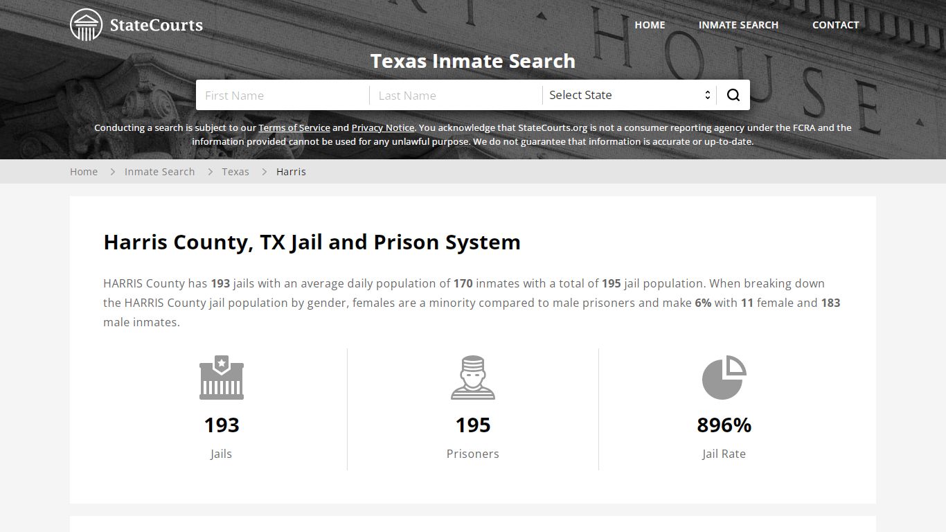 Harris County, TX Inmate Search - StateCourts